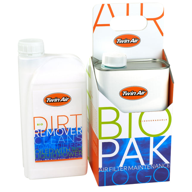 Twin Air BioPak with Liquid Bio Power Air Filter Oil (1 Liter) - Biodegradable, High-Performance Green Formula for Foam Air Filter Maintenance for Motocross, Dirt Bikes, ATVs, and Powersports