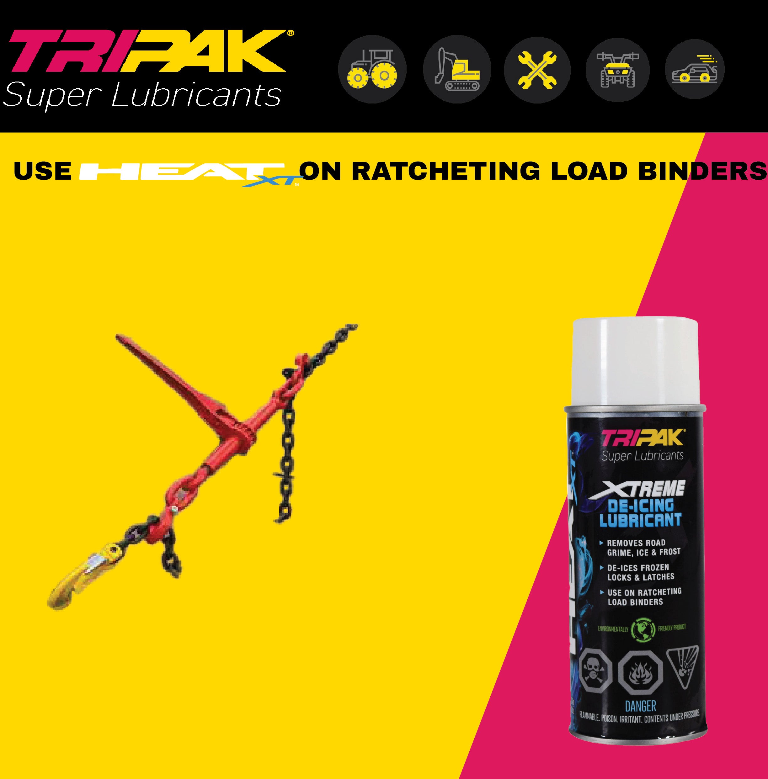 TRIPAK Heat Xtreme - Lubricating De-Icer for Frozen Machinery & Parts (2 Pack)