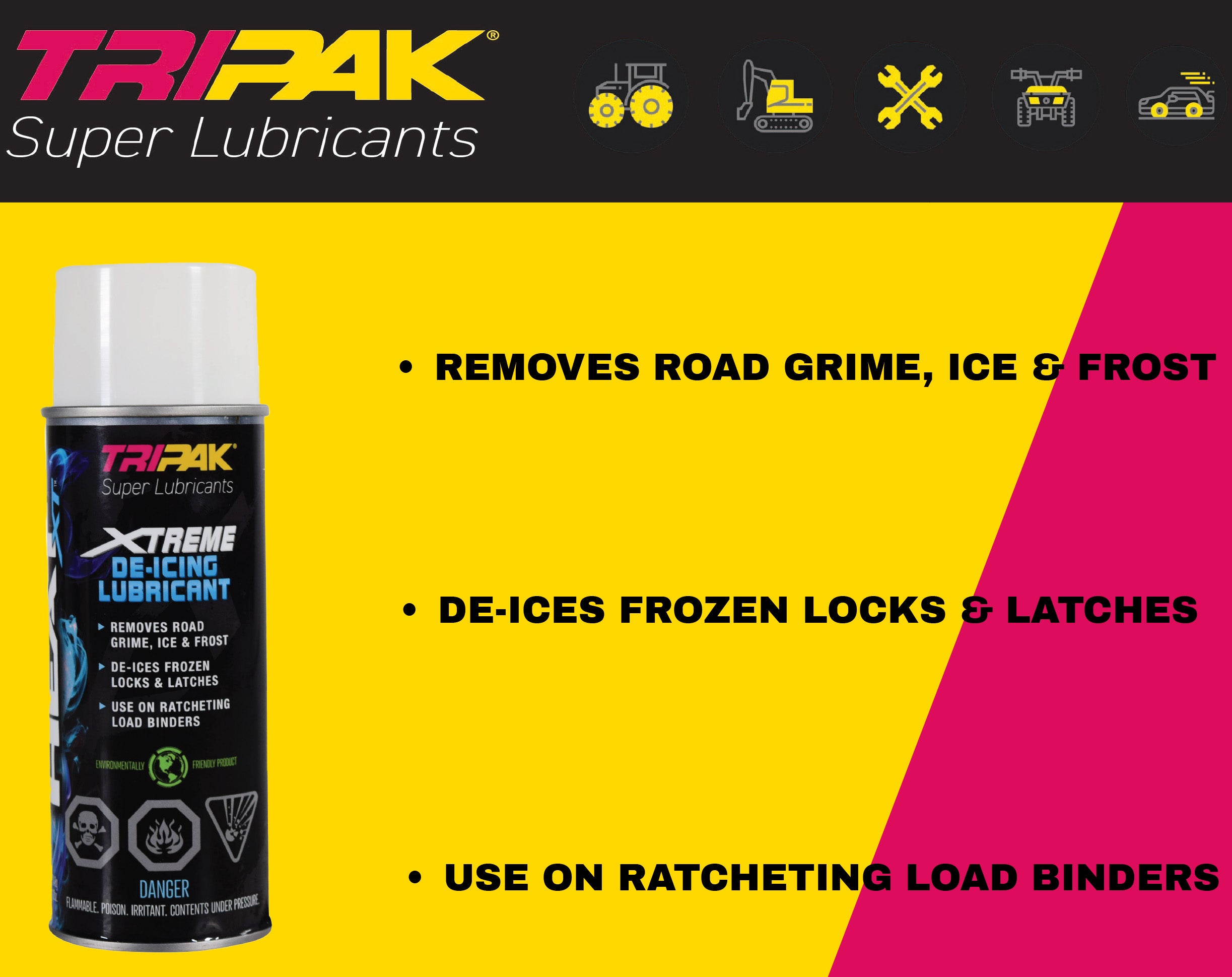 TRIPAK Heat Xtreme - Lubricating De-Icer for Frozen Machinery & Parts (4 Pack)