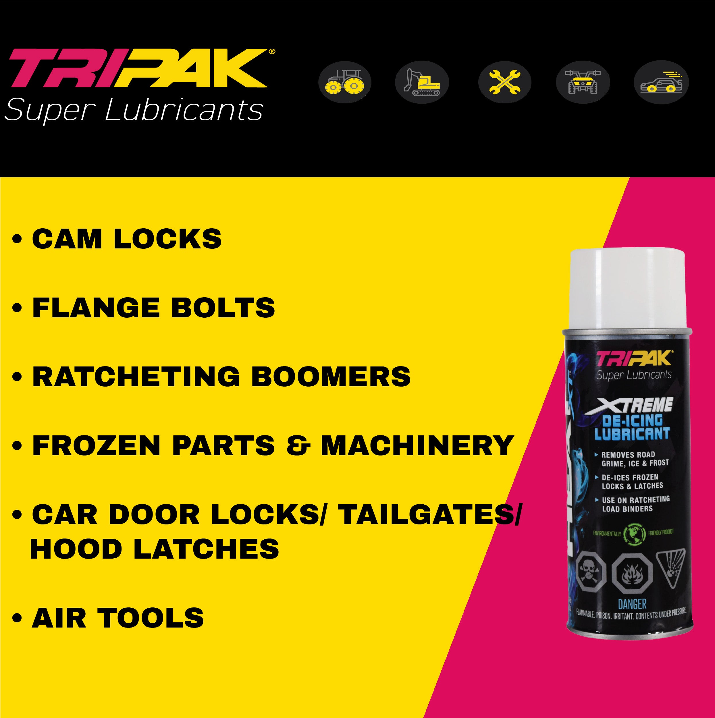 TRIPAK Heat Xtreme - Lubricating De-Icer for Frozen Machinery & Parts (5 Pack)