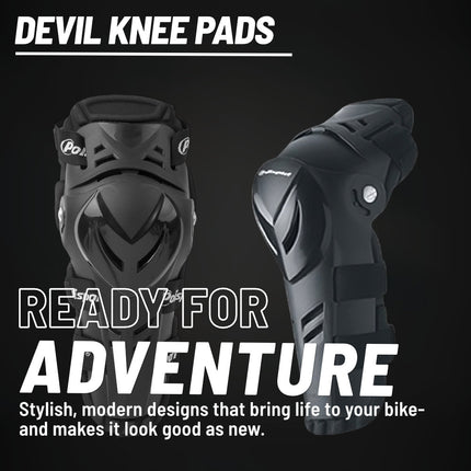 Polisport Devil Knee/Elbow Protection - Adult - Black - Ergonomic Hinged Knee/Elbow Guards for Off-Road Racing & Riding Adjustable Fit Lightweight & Durable MX/Enduro Armor