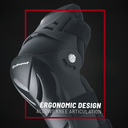 Polisport Devil Knee/Elbow Protection - Adult - Black - Ergonomic Hinged Knee/Elbow Guards for Off-Road Racing & Riding Adjustable Fit Lightweight & Durable MX/Enduro Armor