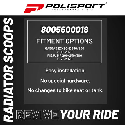 Polisport Radiator Scoops  - White Panels for GasGas EC/EC-E 250/300 (2018-2020) Rieju MR 200/250/300 (2021-2026) - OEM Fit, Glossy Finish, Lightweight & Impact-Resistant, Easy Installation