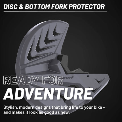 Polisport Disc & Bottom Fork Protector for Honda CRF250R/CRF450R 2015-2021 - Nardo Gray/Black - High Impact Plastic, Brake Disc & Caliper Guard - Easy Install, OEM Fitment