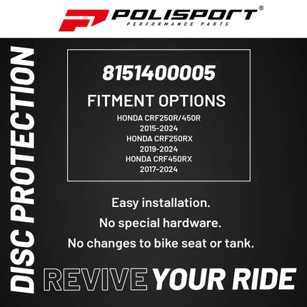 Polisport Front Disc Cover: Durable Plastic Brake Disc Protector with Caliper Guard, Rock-Resistant, Easy Installation for Off-Road and Dirt Bikes,Compatible with Stock Forks and Oversized Discs-Black