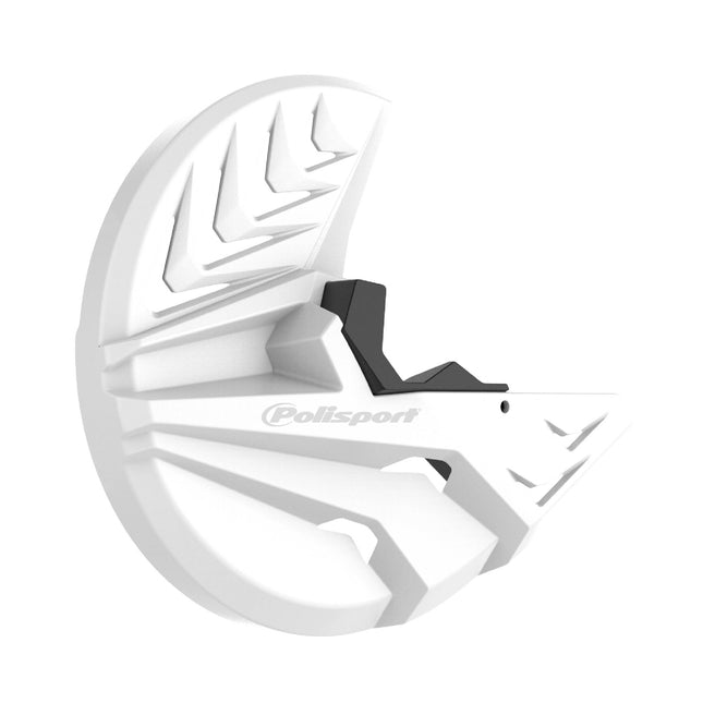 Polisport Front Disc Cover: High-Impact Plastic Brake Protector with Caliper Guard, Easy Install for Dirt Bikes, Fits Stock Forks & 295mm Discs-White