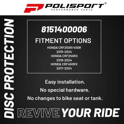 Polisport Front Disc Cover: High-Impact Plastic Brake Protector with Caliper Guard, Easy Install for Dirt Bikes, Fits Stock Forks & 295mm Discs-White