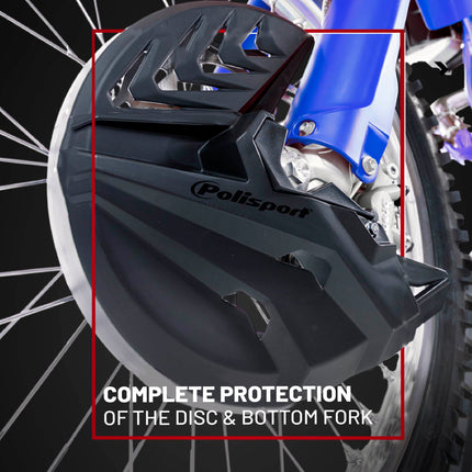 Polisport Front Disc Cover: High-Impact Plastic Brake Protector with Caliper Guard, Easy Install for Dirt Bikes, Fits Stock Forks & 295mm Discs-White