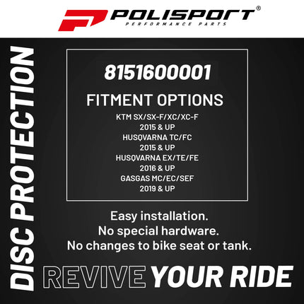 Polisport Motocross Motorcycles (MX) Disc & Bottom Fork Protector for KTM SX/SX-F/XC/XC-F (2015+), Husqvarna TC/FC (2015+), EX/TE/FE (2016+), GasGas MC/EC/SEF (2019+) Dirt Bikes - Black