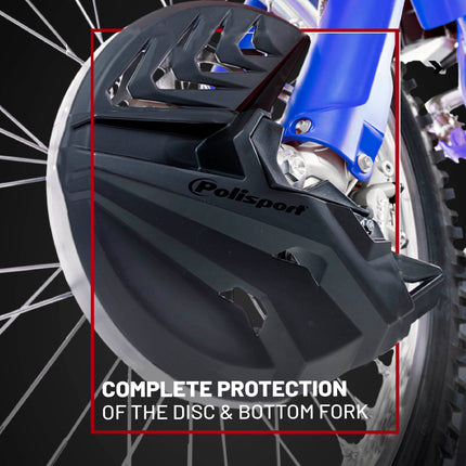 Polisport Motocross Motorcycles (MX) Disc & Bottom Fork Protector for KTM SX/SX-F/XC/XC-F (2015+), Husqvarna TC/FC (2015+), EX/TE/FE (2016+), GasGas MC/EC/SEF (2019+) Dirt Bikes - Black