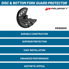 Polisport Motocross Motorcycles (MX) Disc & Bottom Fork Protector for KTM SX/SX-F/XC/XC-F (2015+), Husqvarna TC/FC (2015+), EX/TE/FE (2016+), GasGas MC/EC/SEF (2019+) Dirt Bikes - Black