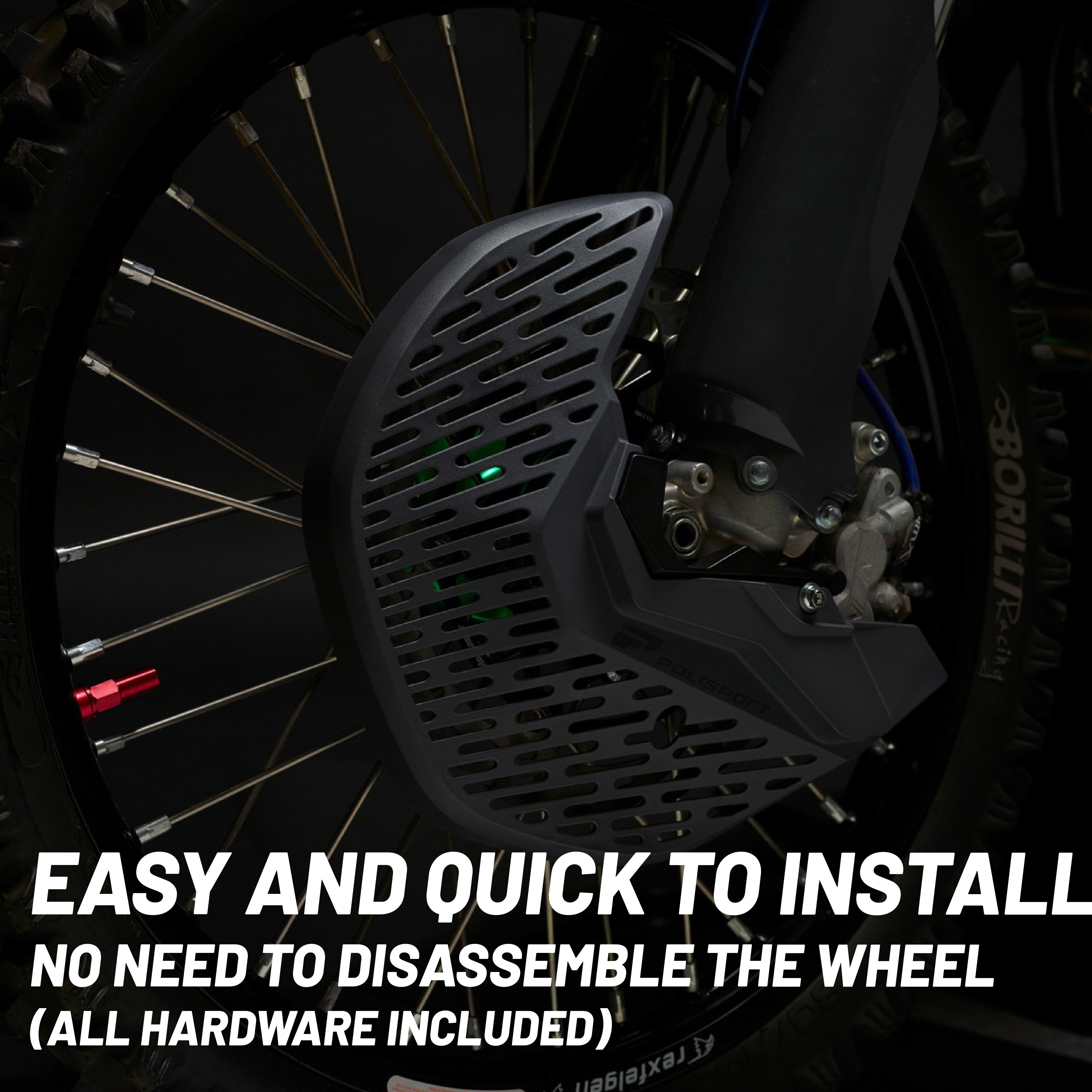 Polisport Motocross Motorcycles (MX) Disc & Bottom Fork Protector for KTM SX/SX-F/XC/XC-F (2015+), Husqvarna TC/FC (2015+), EX/TE/FE (2016+), GasGas MC/EC/SEF (2019+) Dirt Bikes - Black