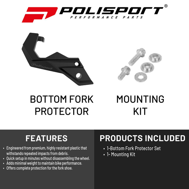 Polisport Bottom Fork Protector for Honda CRF250R/CRF450R (2015-2024) - Durable Impact-Resistant Plastic, Easy Installation, Black, Motorcycle Fork Guard Accessory
