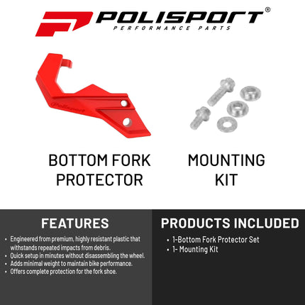Polisport Bottom Fork Protector for Honda CRF250R/CRF450R (2015-2024) - Red, Durable Impact-Resistant Plastic, Easy Installation, Motorcycle Fork Guard