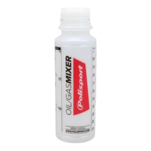 Polisport ProOctane Oil Mixer Bottle - 125ml Transparent Measuring Container - Fuel/Oil Mixing Tool for Off-Road Motorcycles & ATVs
