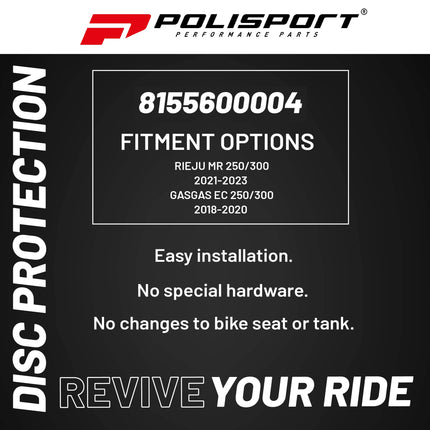 Polisport Motocross Motorcycles (MX) Disc & Bottom Fork Protector for Rieju MR 250/300 (2021-2023) and GasGas EC 250/300 (2018-2020) - Dirt Bikes - Durable High-Impact Guard - Grey