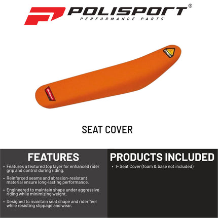 Polisport Performance Racing Seat Replacement Cover | Gripper Texture | Fits Polisport KTM SX/SXF (2015-21) EXC (16-21)  SX/F/XC/XC-F 2019+
