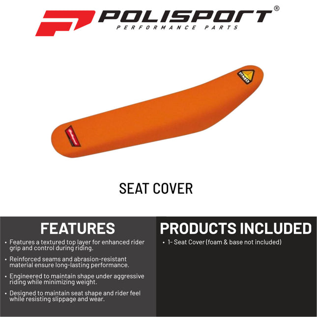 Polisport Performance Racing Seat Replacement Cover | Gripper Texture | Fits Polisport KTM SX/SXF (2015-21) EXC (16-21)  SX/F/XC/XC-F 2019+