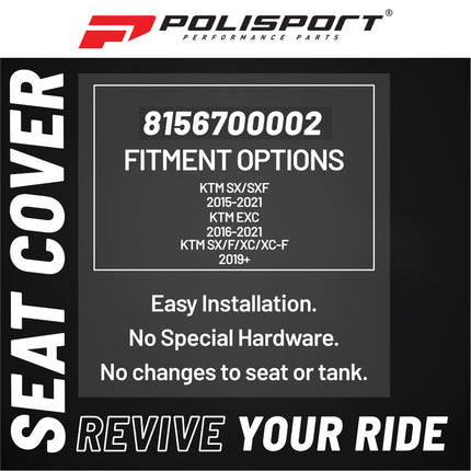 Polisport Performance Racing Seat Replacement Cover | Gripper Texture | Fits Polisport KTM SX/SXF (2015-21) EXC (16-21)  SX/F/XC/XC-F 2019+