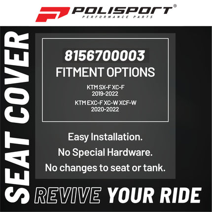 Polisport Zebra Seat Cover for KTM SX-F XC-F (2019-2022) EXC-F XC-W XCF-W (2020-2022) - Gripper Texture | Race-Ready Fit | Non-Slip Vinyl | Durable Replacement for OEM Seat Cover-Orange/Black