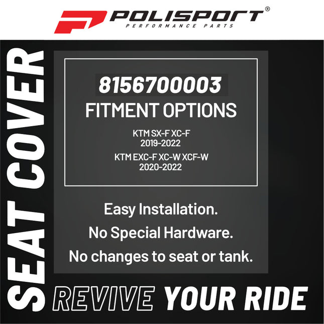 Polisport Zebra Seat Cover for KTM SX-F XC-F (2019-2022) EXC-F XC-W XCF-W (2020-2022) - Gripper Texture | Race-Ready Fit | Non-Slip Vinyl | Durable Replacement for OEM Seat Cover-Orange/Black