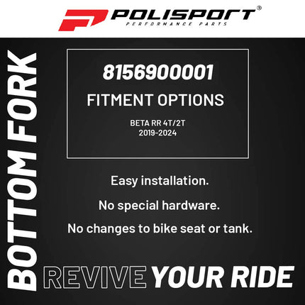 Polisport Bottom Fork Protector for Beta RR 4T/2T (2019-2024) - Durable Impact-Resistant Plastic, Easy Installation, Black, Motorcycle Fork Guard Accessory