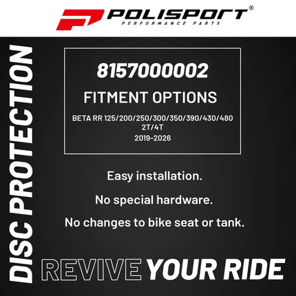 Polisport Motocross Motorcycles Disc/Bottom Fork Protector for Beta RR 125/200/250/300/350/390/430/480 2T/4T (19-26) Dirt Bike - Protects Brake Disc and Fork from Rocks and Debris for MX/Enduro, White