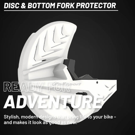 Polisport Motocross Motorcycles Disc/Bottom Fork Protector for Beta RR 125/200/250/300/350/390/430/480 2T/4T (19-26) Dirt Bike - Protects Brake Disc and Fork from Rocks and Debris for MX/Enduro, White