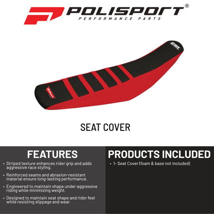 Polisport Zebra Gripper Seat Cover - Fits Honda CR125/CR250 (2002-2007) - Anti-Slip Motocross Seat Upgrade - Ribbed Vinyl for Race Control & OEM Fitment