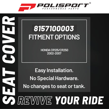 Polisport Zebra Gripper Seat Cover - Fits Honda CR125/CR250 (2002-2007) - Anti-Slip Motocross Seat Upgrade - Ribbed Vinyl for Race Control & OEM Fitment