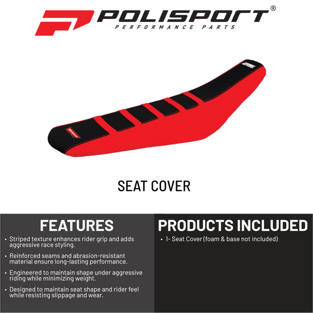 Polisport Zebra Gripper Seat Cover fits Honda CRF250 (2018+), CRF450 (2017-2020) - 8157200003  Ribbed Anti-Slip Vinyl  Race-Ready Fit  Bold Black/White Design for Motocross & Off-Road