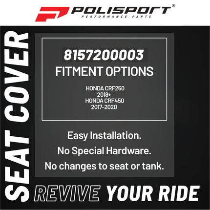 Polisport Zebra Gripper Seat Cover fits Honda CRF250 (2018+), CRF450 (2017-2020) - 8157200003  Ribbed Anti-Slip Vinyl  Race-Ready Fit  Bold Black/White Design for Motocross & Off-Road