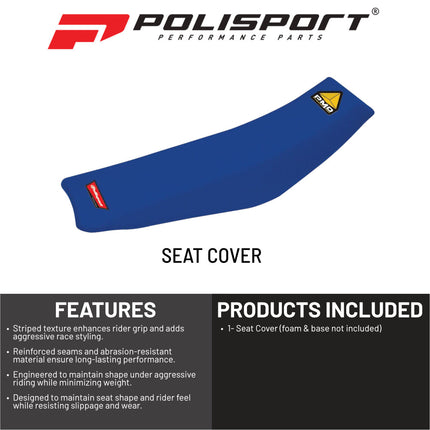 Polisport PMD Gripper Seat Cover fits Yamaha WRF450/YZF450X/250 (2019+), WRF (2020+), YZF450 (2018+) -  Ribbed Anti-Slip Vinyl  Race-Ready Fit  Durable Staple-On Upgrade