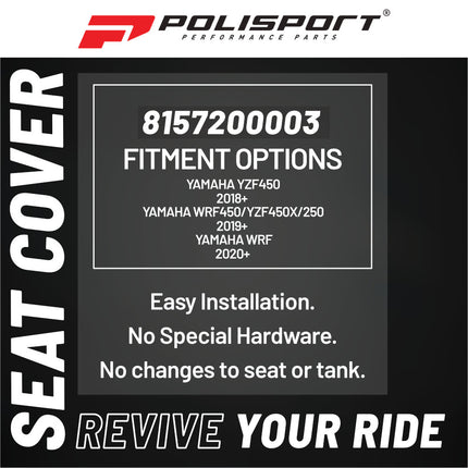 Polisport PMD Gripper Seat Cover fits Yamaha WRF450/YZF450X/250 (2019+), WRF (2020+), YZF450 (2018+) -  Ribbed Anti-Slip Vinyl  Race-Ready Fit  Durable Staple-On Upgrade