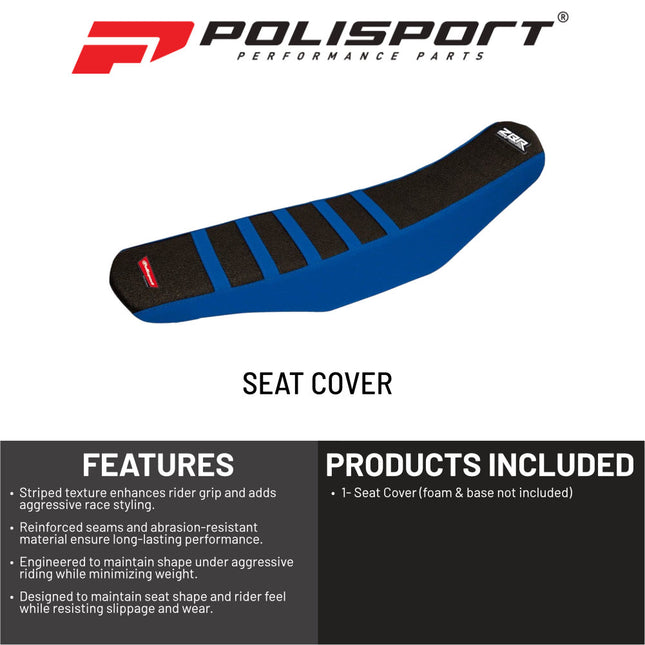 Polisport Zebra Gripper Seat Cover fits Yamaha WRF/YZFX450/YZF250 (2019+), YZF-X (2020+), YZF450 (2018+) - 8157300003  Ribbed Anti-Slip Vinyl  Race-Ready Fit  Black/White Zebra Design