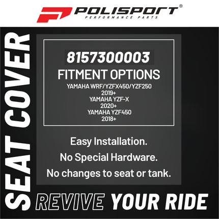 Polisport Zebra Gripper Seat Cover fits Yamaha WRF/YZFX450/YZF250 (2019+), YZF-X (2020+), YZF450 (2018+) - 8157300003  Ribbed Anti-Slip Vinyl  Race-Ready Fit  Black/White Zebra Design