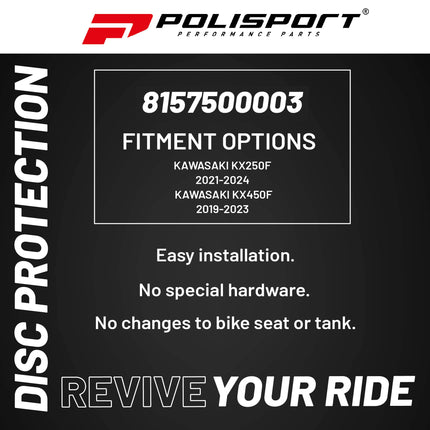 Polisport Motocross Motorcycles (MX) Disc/Bottom Fork Protector for Kawasaki KX250F (21-24) / KX450F (19-23) Dirt Bikes -   Protects Brake Disc and Fork from Rocks and Debris for MX and Enduro - Green