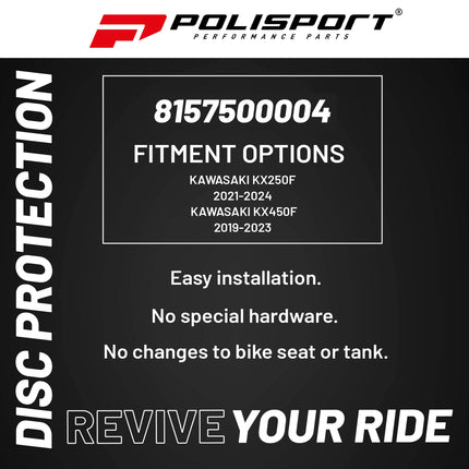 Polisport Motocross Motorcycles (MX) Disc/Bottom Fork Protector for Kawasaki KX250F (2014-21) / KX450F (2019-23) Dirt Bikes Protects Brake Disc and Fork from Rocks and Debris for MX and Enduro - Grey
