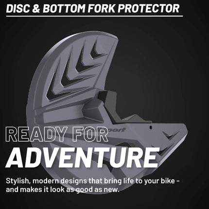 Polisport Motocross Motorcycles (MX) Disc/Bottom Fork Protector for Kawasaki KX250F (2014-21) / KX450F (2019-23) Dirt Bikes Protects Brake Disc and Fork from Rocks and Debris for MX and Enduro - Grey