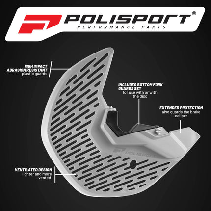 Polisport Motocross Motorcycles (MX) Disc/Bottom Fork Protector for Honda CRF250R/CRF450R (2015-24) / CRF450RX (2017-24) Dirt Bikes - Protects Brake Disc and Fork from Rocks and Debris for MX & Enduro