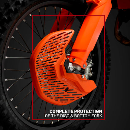 Polisport Motocross Motorcycles (MX) Disc/Bottom Fork Protector for Kawasaki KX250F (2021-2024) / KX450F (2019-2023) Dirt Bikes - Protects Brake Disc and Fork from Rocks and Debris for MX/Enduro - Blk
