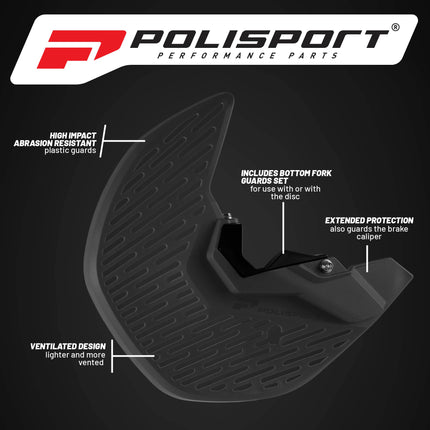 Polisport Motocross Motorcycles (MX) Disc & Bottom Fork Protector for GasGas EC 250/300/350 (2009-2020) Dirt Bikes - Protects Brake Disc and Fork from Rocks and Debris for MX/Enduro - Red