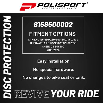 Polisport Motocross Motorcycles (MX) Disc & Bottom Fork Protector for KTM EXC 125/150/250/300/350/450/500, Husqvarna TE 125/150/250/300/350, Sherco SE-R 300 (2016-2024) Dirt Bikes - White,