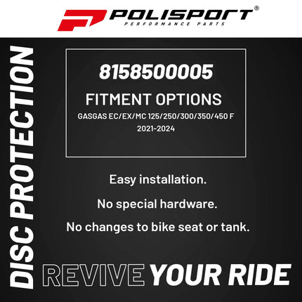 Polisport MX Disc and Bottom Fork Protector for GasGas EC/EX/MC 125/250/300/350/450 F (21-24) Dirt Bikes - Impact-Resistant Polypropylene, Protects Brake Disc/Fork from Rocks/Debris for MX/Enduro, Red