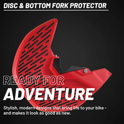 Polisport MX Disc and Bottom Fork Protector for GasGas EC/EX/MC 125/250/300/350/450 F (21-24) Dirt Bikes - Impact-Resistant Polypropylene, Protects Brake Disc/Fork from Rocks/Debris for MX/Enduro, Red