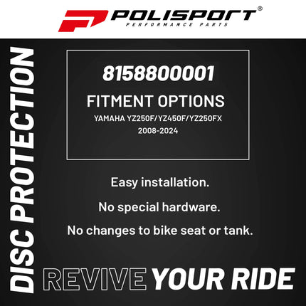 Polisport Motocross Motorcycles (MX) Disc/Bottom Fork Protector for Yamaha YZ250F/YZ450F/YZ250FX (2008-24) Dirt Bikes - Protects Brake Disc and Fork from Rocks and Debris for Motocross and Enduro, Blk