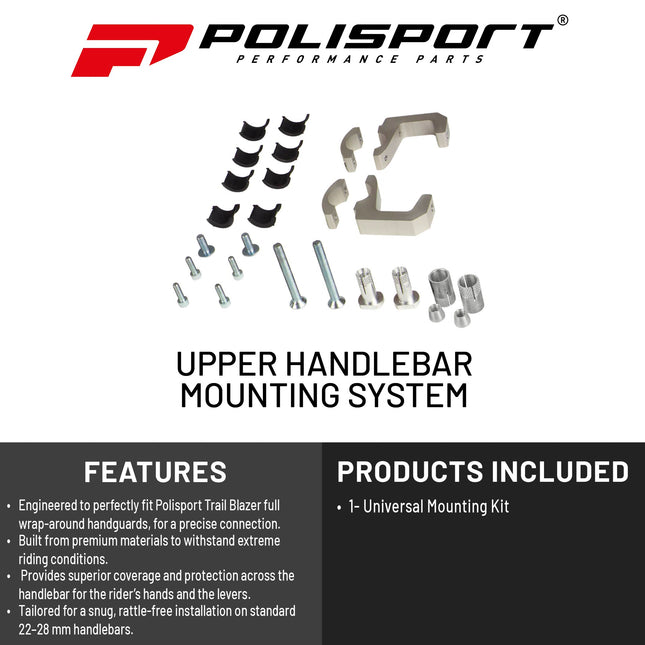 Polisport Trail Blazer Handguard Mounting Kit For Motocross MX Motorcycles - Superior Protection and Durability, Easy to Install, Precise Fit - Grey