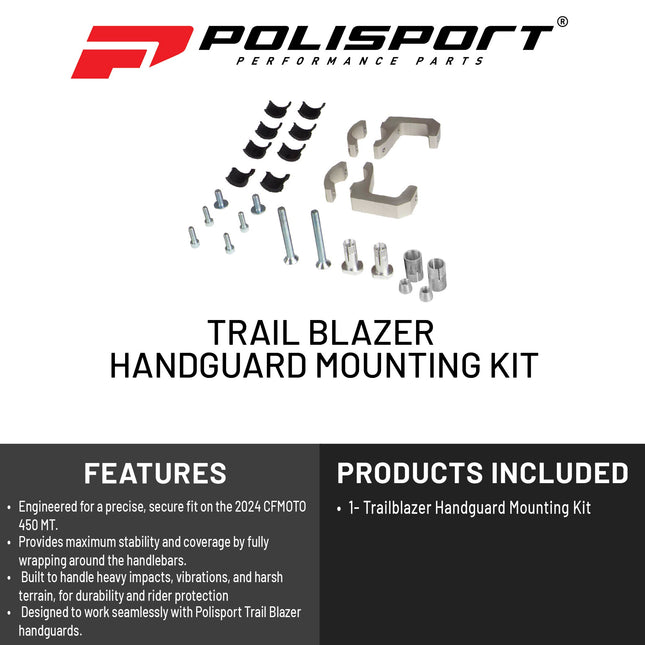 Polisport Trail Blazer Handguard Mounting Kit For CFMOTO 450 MT (2024) Motocross MX Motorcycles - Superior Protection and Durability, Easy to Install, Precise Fit - Grey