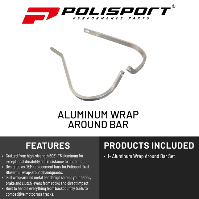 Polisport Trail Blazer Handguard Replacement Metal Bars For Motocross MX Motorcycles - Superior Protection and Durability, Easy to Install, Precise Fit - Grey