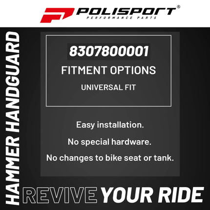 Polisport Hammer Handguards for Motocross Motorcycles-MX Replica Plastic Hand Guards - Durable, Flexible, Easy to Install,  Supermoto, Motard, Dirt Bikes & Off-Road Protection- White